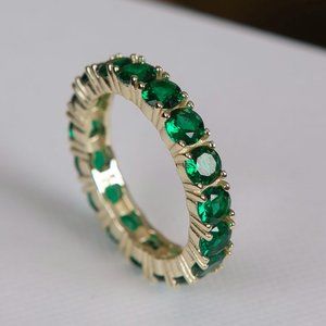 Melinda Maria Grand Heiress Ring Gold|Emerald Diamondettes, size 8